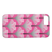 Art Deco Lily, Fuchsia Pink und Silver Grau Case-Mate iPhone Hülle (Rückseite (Horizontal))