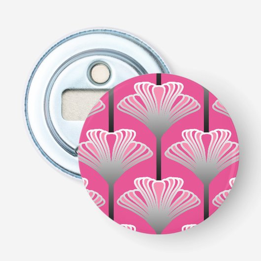 Art Deco Lily, Fuchsia Pink und Silver Grau Flaschenöffner (Vorderseite)