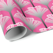 Art Deco Lily, Fuchsia Pink und Silver Grau Geschenkpapier (Rolleneckpunkt)