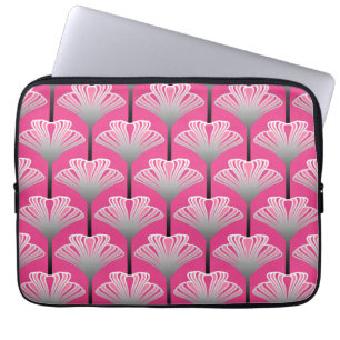 Art Deco Lily, Fuchsia Pink und Silver Grau Laptopschutzhülle