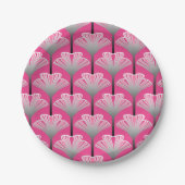 Art Deco Lily, Fuchsia Pink und Silver Grau Pappteller (Vorderseite)