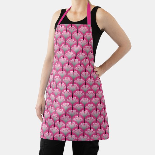 Art Deco Lily, Fuchsia Pink und Silver Grau Schürze (InSitu)