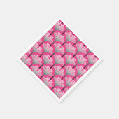 Art Deco Lily, Fuchsia Pink und Silver Grau Serviette (Ecke)