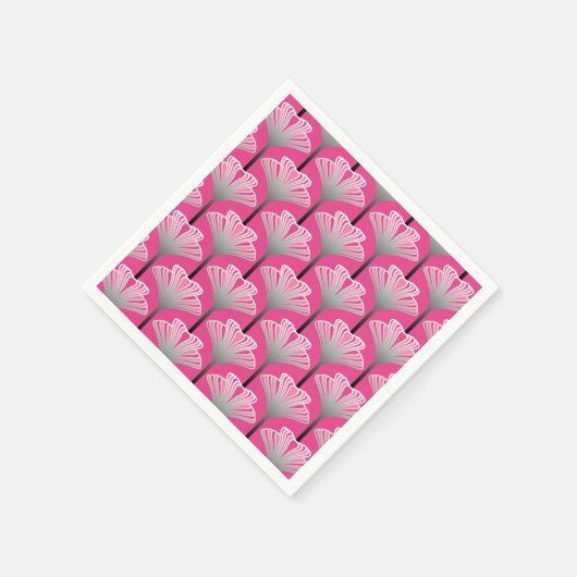 Art Deco Lily, Fuchsia Pink und Silver Grau Serviette (Ecke)