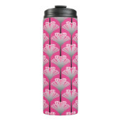 Art Deco Lily, Fuchsia Pink und Silver Grau Thermosbecher (Vorderseite)