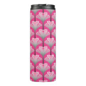 Art Deco Lily, Fuchsia Pink und Silver Grau Thermosbecher (Rückseite)