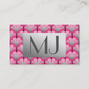 Art Deco Lily, Fuchsia Pink und Silver Grau Visitenkarte