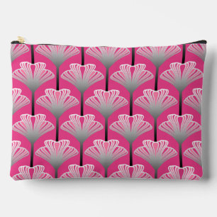 Art Deco Lily, Fuchsia Pink und Silver Grau Zubehörtasche