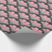 Art Deco Lily, grau / grau und korallenrosa Geschenkpapier (Ecke)