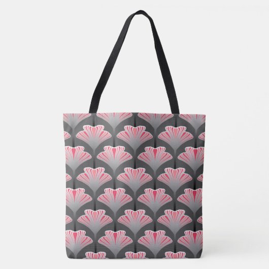 Art Deco Lily, grau / grau und korallenrosa Tasche (Vorderseite)