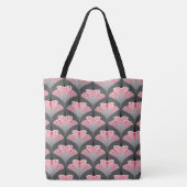 Art Deco Lily, grau / grau und korallenrosa Tasche (Rückseite)