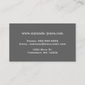 Art Deco Lily, grau / grau und korallenrosa Visitenkarte (Rückseite)