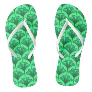 Art Deco Lily, Jade Green und Türkis Badesandalen