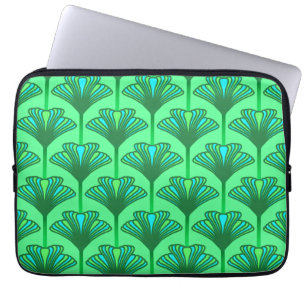 Art Deco Lily, Jade Green und Türkis Laptopschutzhülle