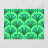 Art Deco Lily, Jade Green und Türkis Postkarte (Vorderseite)