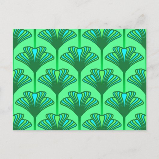 Art Deco Lily, Jade Green und Türkis Postkarte (Vorderseite)