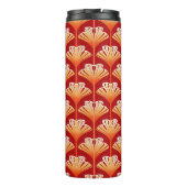 Art Deco Lily, Mandarin Orange und Gold Thermosbecher (Rückseite)