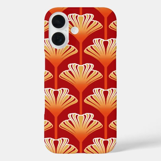 Art Deco Lily, Mandarine Orange und Gold Case-Mate iPhone Hülle (Rückseite)
