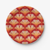 Art Deco Lily, Mandarine Orange und Gold Pappteller (Vorderseite)