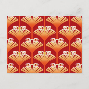 Art Deco Lily, Mandarine Orange und Gold Postkarte