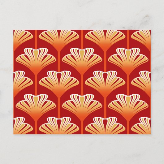 Art Deco Lily, Mandarine Orange und Gold Postkarte (Vorderseite)
