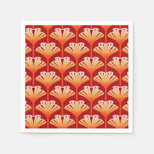 Art Deco Lily, Mandarine Orange und Gold Serviette