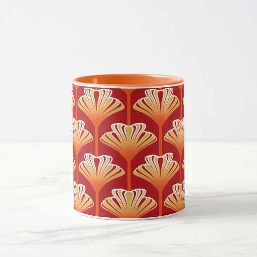Art Deco Lily, Mandarine Orange und Gold Tasse (Zentrum)