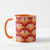 Art Deco Lily, Mandarine Orange und Gold Tasse (Links)