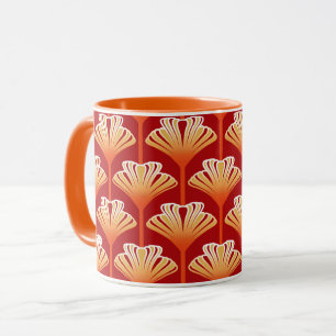 Art Deco Lily, Mandarine Orange und Gold Tasse