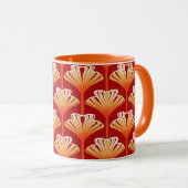 Art Deco Lily, Mandarine Orange und Gold Tasse (VorderseiteRechts)
