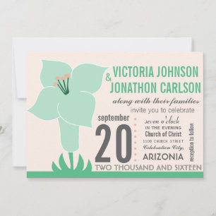 Art Deco Lily Modern Typography Wedding Invite Einladung