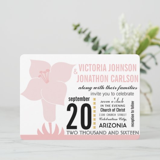 Art Deco Lily Moderne Typografie Einladung (Stehend Vorderseite)