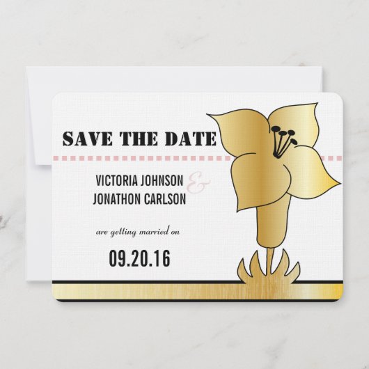 Art Deco Lily Moderne Typografie Einladung (Vorderseite)