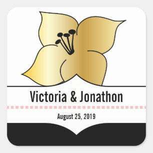 Art Deco Lily Moderne Typografie Einladung Quadratischer Aufkleber