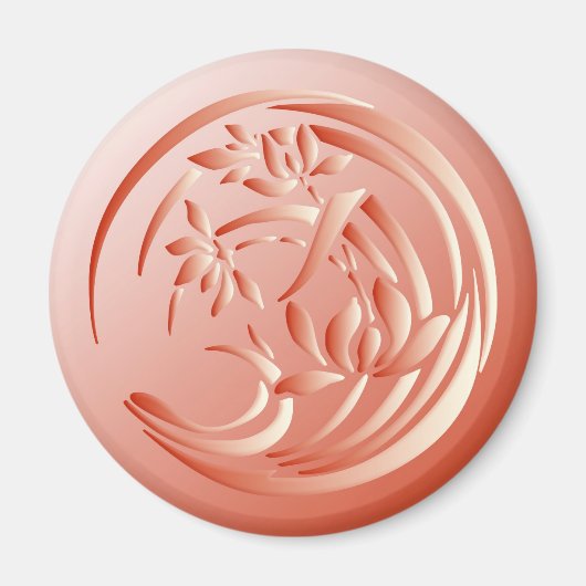Art Deco Lily Muster - Korallenorange Magnet (Vorne)