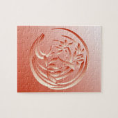 Art Deco Lily Muster - Korallenorange Puzzle (Horizontal)