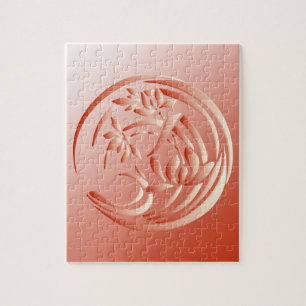 Art Deco Lily Muster - Korallenorange Puzzle