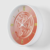 Art Deco Lily Muster - Korallenorange Uhr (Winkel)