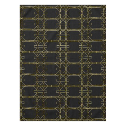 Art Deco Line Muster auf schwarz Tischdecke (Vorderseite)