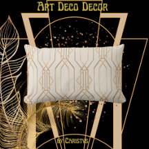 Art Deco Linen & Gold Lumbar Kissen