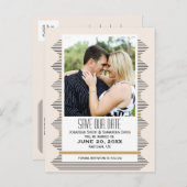 Art Deco Lines, Gold & Black Foto Save the Date Ankündigungspostkarte (Vorne/Hinten)
