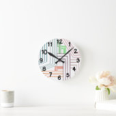 Art Deco Lines Round Clock Runde Wanduhr (Zuhause)