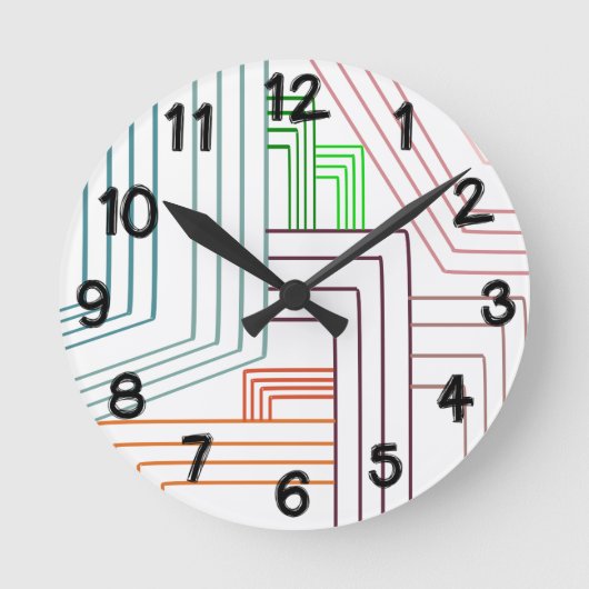 Art Deco Lines Round Clock Runde Wanduhr (Vorderseite)