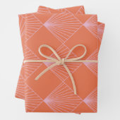 Art-Deco-Linienmuster Orange und Pink Geschenkpapier Set (Beispiel)
