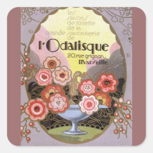Art Deco l'Odalisque Parfüm Label Quadratischer Aufkleber