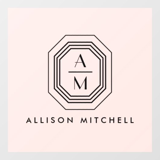 Art-Deco-Logo auf Monogramm in Rosa Fensteraufkleber (Blatt)