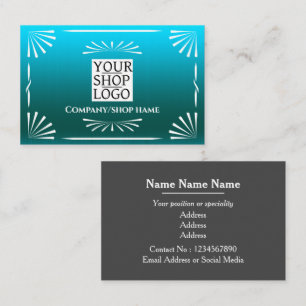 Art Deco Logo Blue Visitenkarte