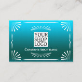 Art Deco Logo Blue Visitenkarte (Vorderseite)
