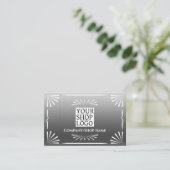 Art Deco Logo Silver Visitenkarte (Stehend Vorderseite)