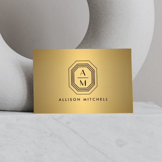Art-Deco-Logos für Monogramme auf Imitaten Gold Visitenkarte